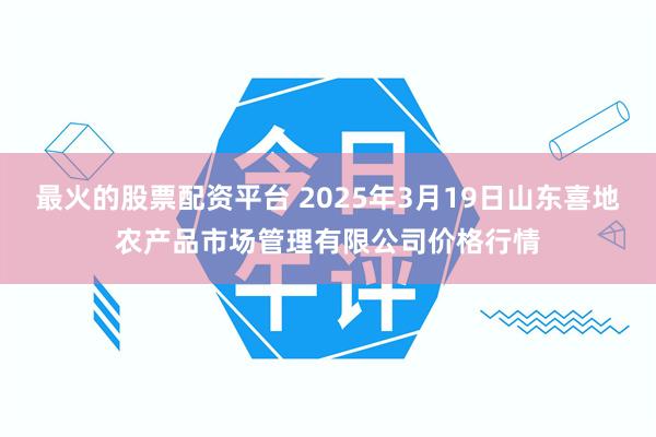 最火的股票配资平台 2025年3月19日山东喜地农产品市场管理有限公司价格行情