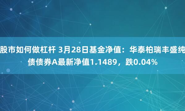 股市如何做杠杆 3月28日基金净值：华泰柏瑞丰盛纯债债券A最新净值1.1489，跌0.04%