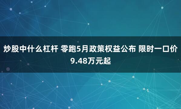 炒股中什么杠杆 零跑5月政策权益公布 限时一口价9.48万元起