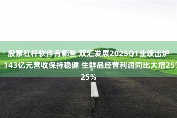 股票杠杆软件有哪些 双汇发展2025Q1业绩出炉：143亿元营收保持稳健 生鲜品经营利润同比大增25%