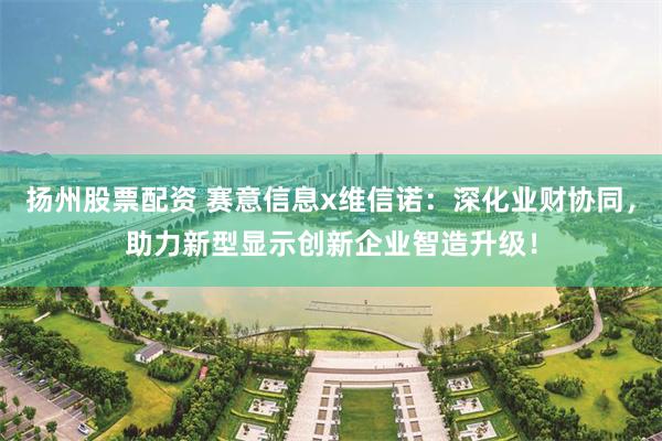 扬州股票配资 赛意信息x维信诺：深化业财协同，助力新型显示创新企业智造升级！